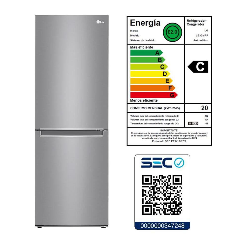 Refrigerador Bottom Freezer LG LB33MPP / No Frost / 306 Litros / C image number 10.0